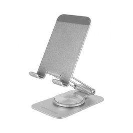 Mars Gaming Soporte Sobremesa Smartphone Giratorio Plata Aluminio Rotación 360º Ajuste 180º Plegable
